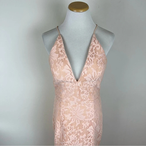 JARLO Revolve Formal Gown CADENCE PEACH Lace Sheer Maxi Dress Size SMALL/10 B37 - Picture 9 of 13